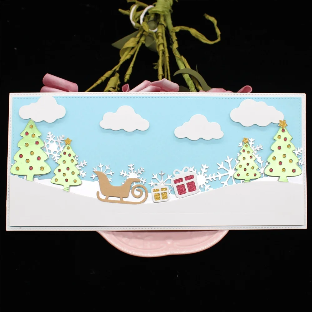 

Slimline Winter Scene граница для резки металла трафареты для DIY скрапбукинга декоративное тиснение DIY бумажная карта