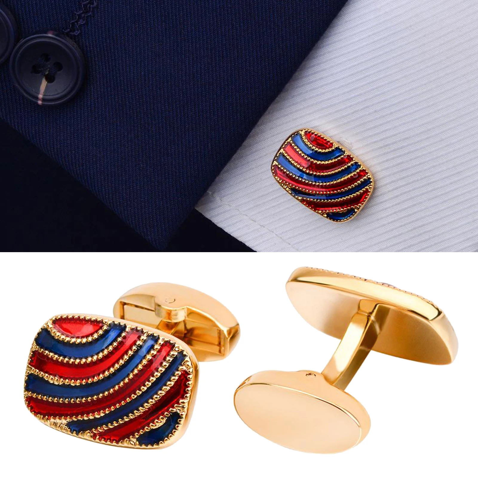 

1 Pair Cuff Links Metal Shirt Men's Jewelry Set for Suits Sport Coat Uniform