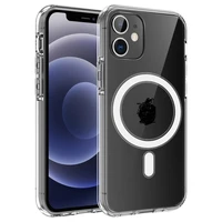 clear acrylic back cover magsafe case for iphone 12 mini pro max support wireless charging drop protection magnetic coil circle