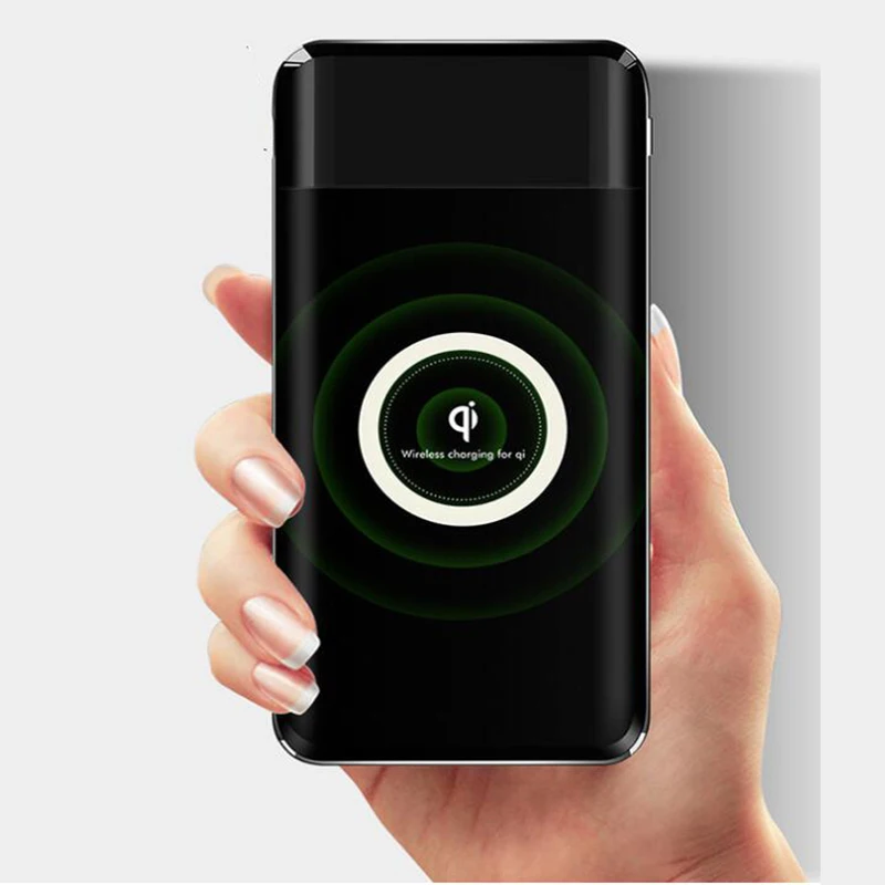 Беспроводное зарядное устройство QI 10000 мАч с двумя USB портами внешний аккумулятор