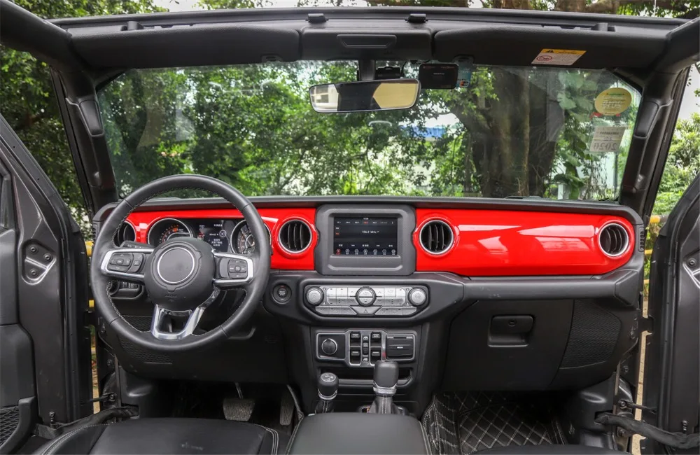 Центральные консоли, декоративные Стикеры для автомобилей Jeep Wrangler JL, автомобильные аксессуары, интерьер автомобиля, Стайлинг ABS, красное углеродное волокно