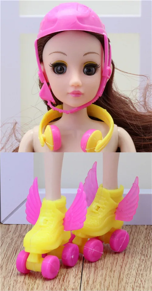 

4pcs/Set Toy Sports Helmet shoes Headset Sport Accessory For House Dolls Accessories Girls Best Gifts
