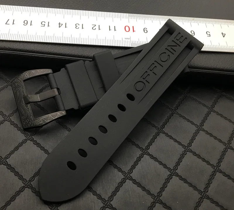 Ремешок силиконовый для наручных часов резиновый браслет Panerai игла ремня 22 мм 24 26