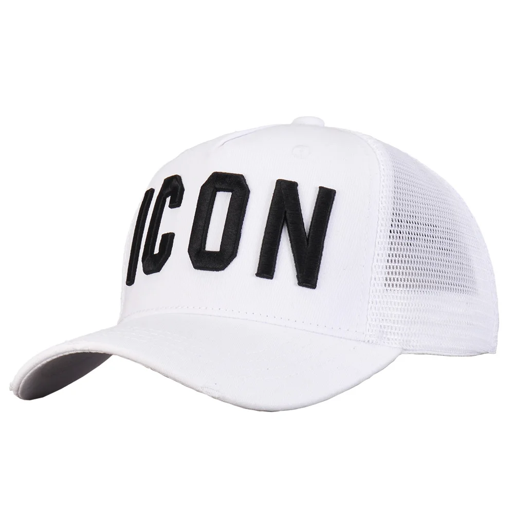 DSQICOND2 Summer Mesh cap Embroidery ICON Letters Cotton Baseball Caps High Quality Cap Men Women Trucker Cap White Cap Dad Hat