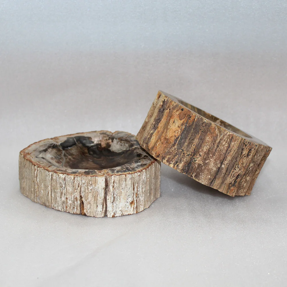 Runyangshi 1pc Beautiful natural wood fossil hand carved polished ashtray | Дом и сад