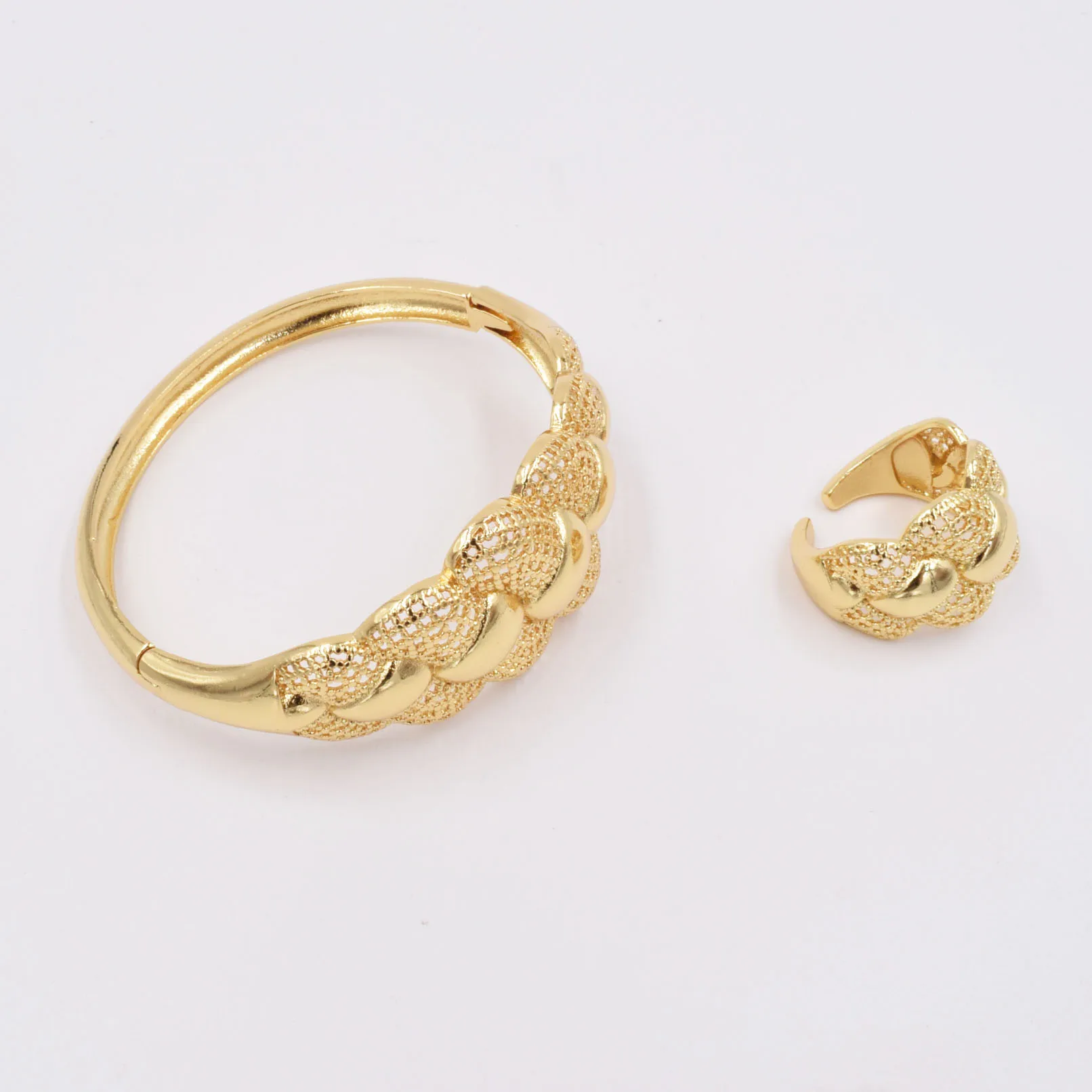 

NEW High Quality Ltaly 750 Gold color Jewelry Set For Women african beads fashion Bracelet Ring jewelry