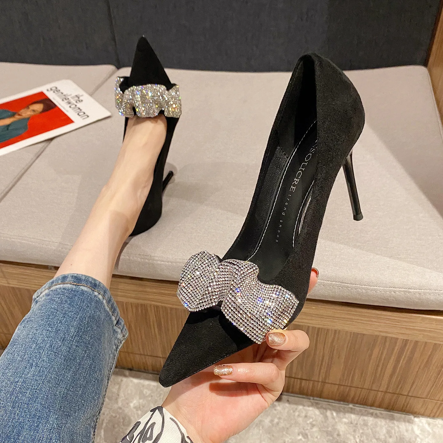 

Женские туфли на высоком каблуке, бежевые брендовые туфли-лодочки, 2021