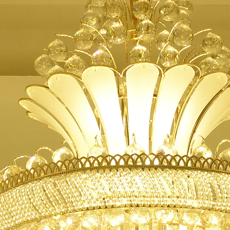 

Large Gold Imperial Crystal Chandelier For Hotel Hall Living Room Staircase Hanging Pendant Lamp European Big Lighting