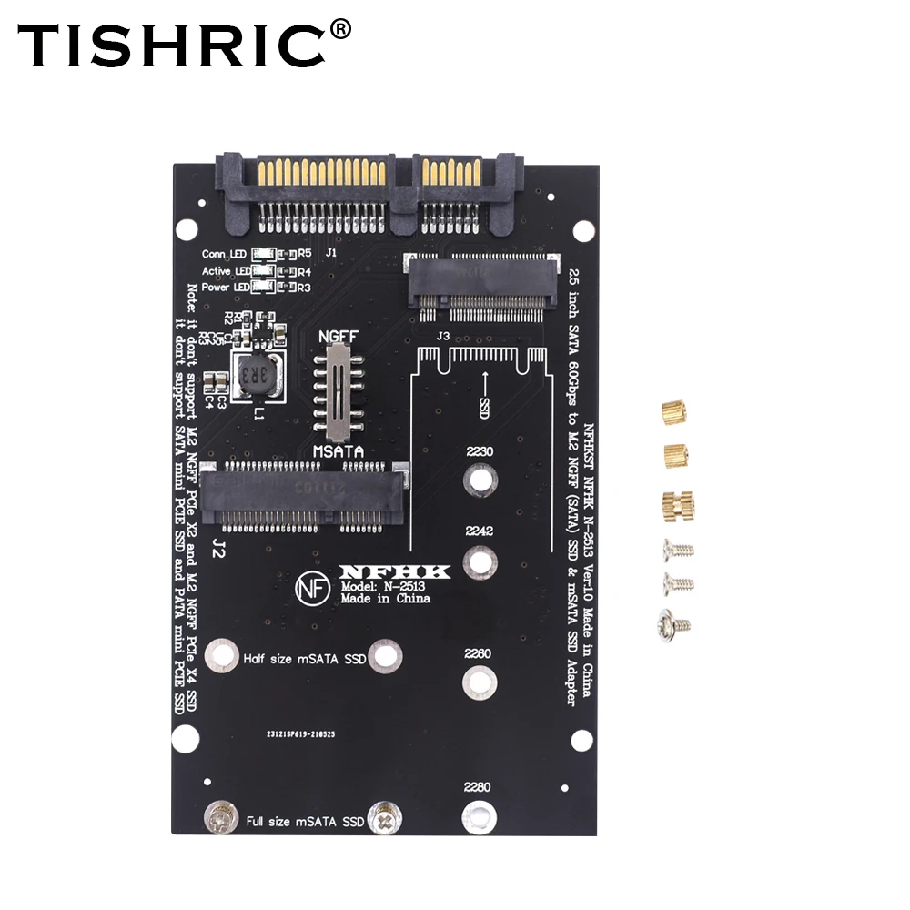 Адаптер TISHRIC M.2 NGFF MSATA SSD на 2 5 дюйма SATA 6 0 Гбит/с адаптер в 1 конвертер карта