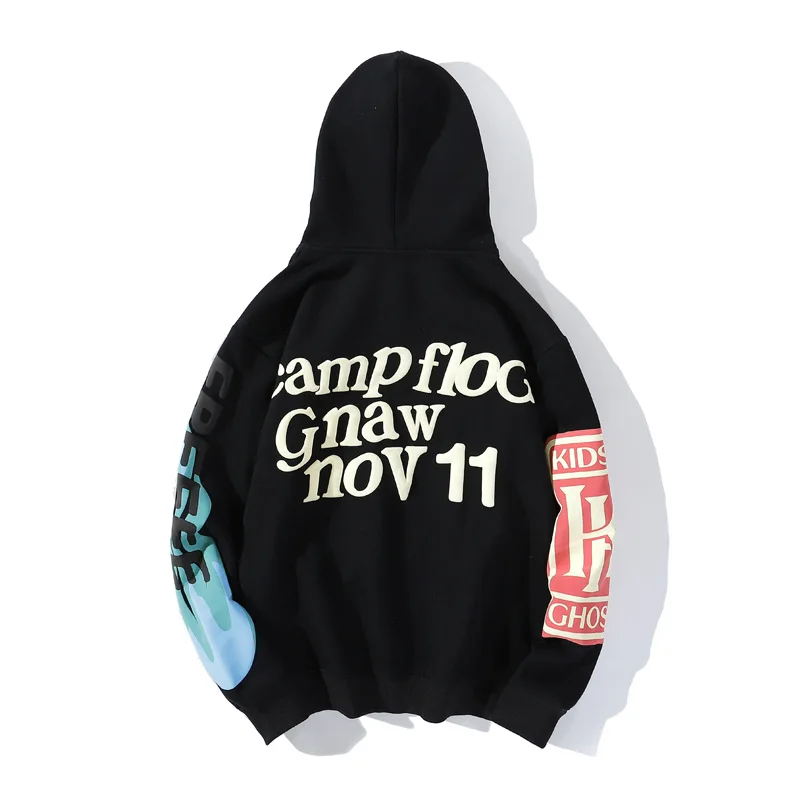 

Kanye West Graffiti Letter Print Velvet Sweatshirt Men Harajuku Fleece Hoodie Hip Hop Stranger Things Hoodies Unisex lounge wear