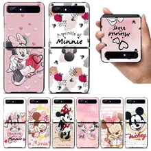 Pink Minnie Cartoon Cute Shockproof Cover for Samsung Galaxy Z Flip Flip3 5G Black Phone Case Shell Hard Fundas Coque Capa