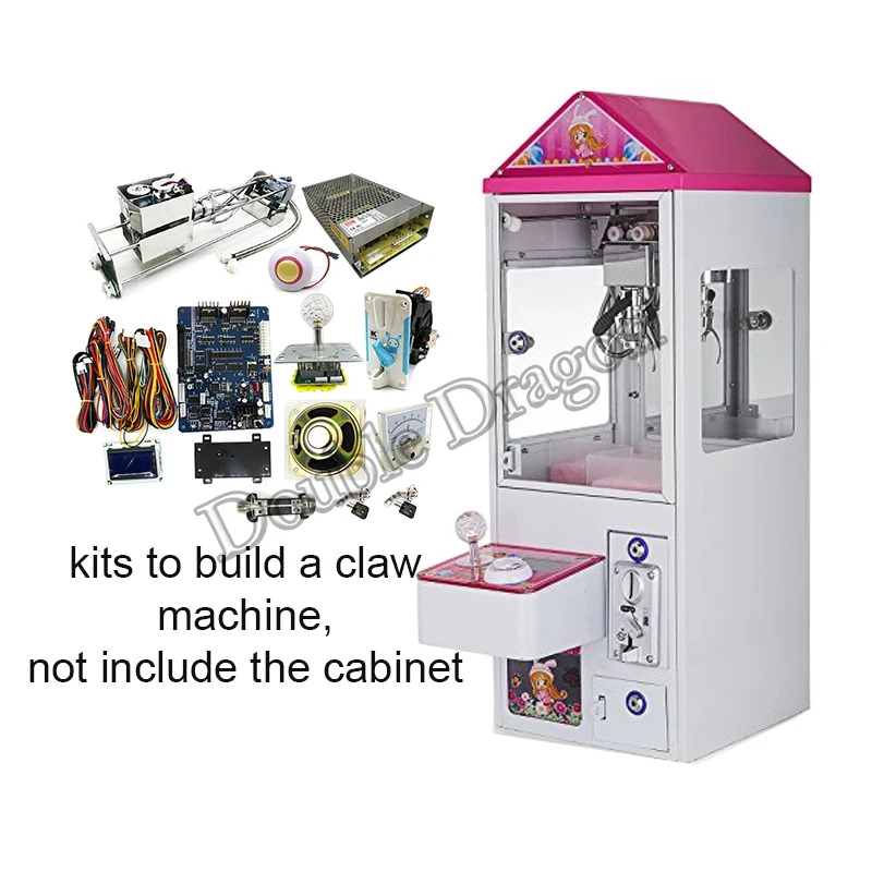 Mini toy Crane game cabinet DIY Kit assembly 27.5cm Gantry with claw motherboard parts LED Joystick Button Coin Acceptor Harness
