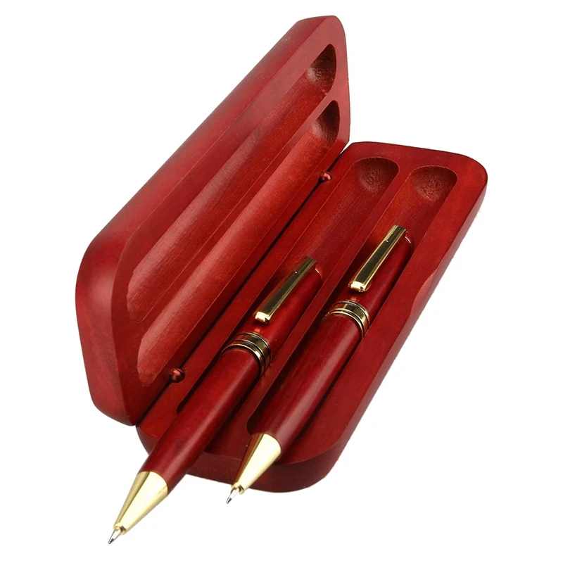 Набор деревянных ручек для письма 2 шт. с футляром и 4 стержнями красивых