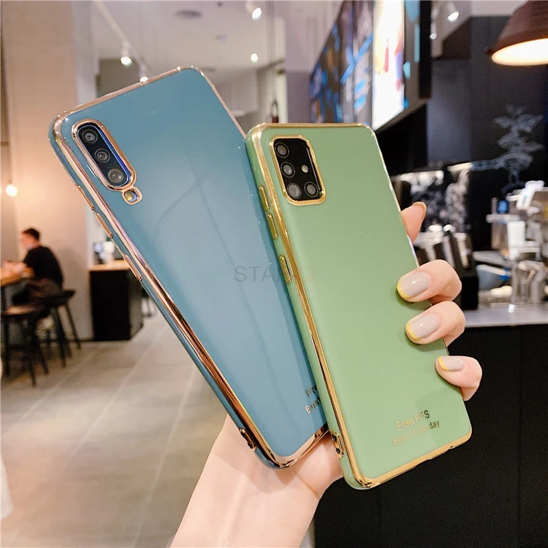 luxury plating mirror phone case for samsung galaxy a02 a50 a70 a7 2018 a30 a20 a20s galaxi a 50 70 soft silicone back cover free global shipping