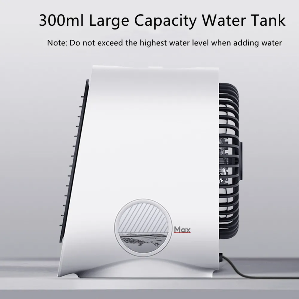 

Air Cooler Fan Mini Desktop Air Conditioner with Night Light Mini USB Water Cooling Fan Humidifier Purifier Multifunction Summer