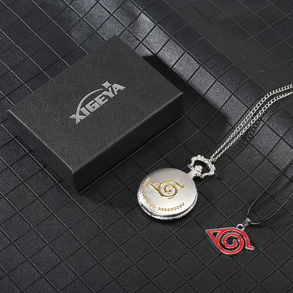 Classic Pocket Watch Quartz Movement Cartoon Character Cover Carving Chain Two Pieces Set