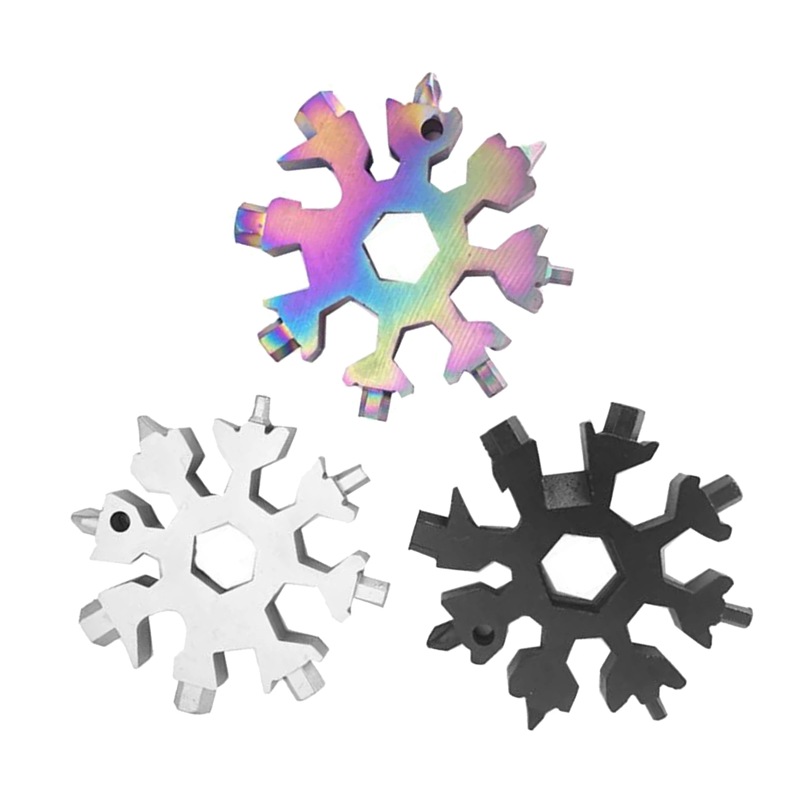 

Snowflake Key Chain 18 Handy Tools in One Keychain Hex Screwdriver Camping Tools