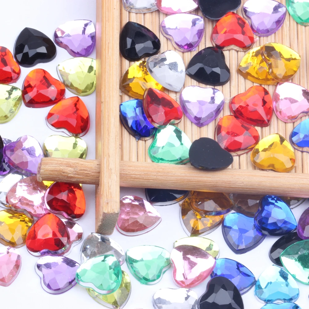 10 мм 50 шт. Ремесло DIY сердце драгоценные камни блестящие плоские грани нормальные