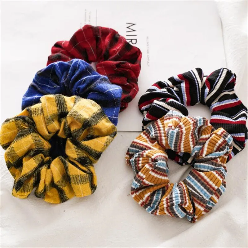 Зимние хлопковые резинки в клетку Однотонные для волос аксессуары - купить по