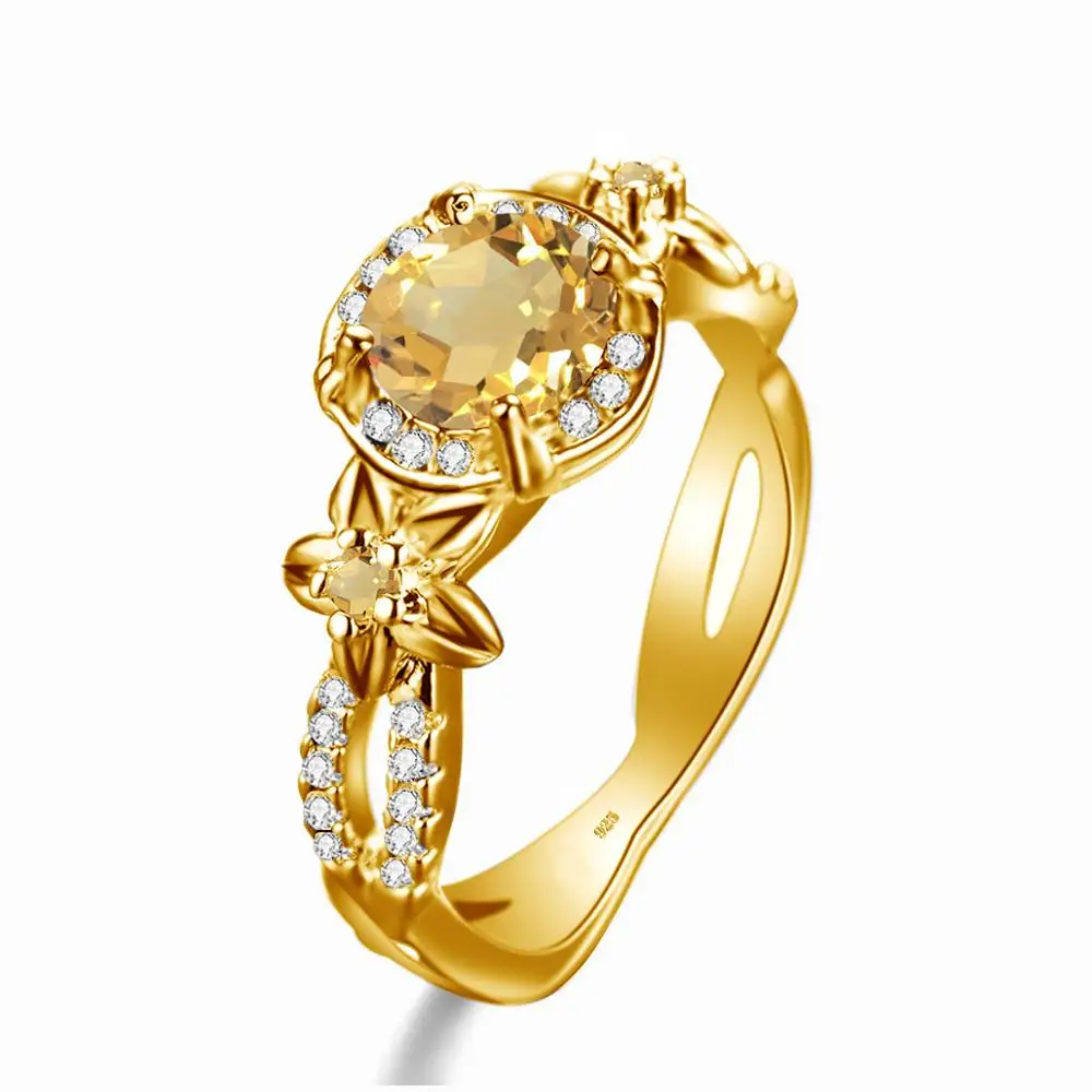 Настоящее золото 14K Кольца для женщин 925 пробы серебряные ювелирные изделия с