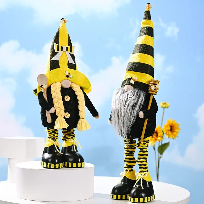 

Long Legged Flexible Bee Gnome Faceless Doll Easter Decoration Easter Plush Dwarf Home Party Decorations Kids Toys