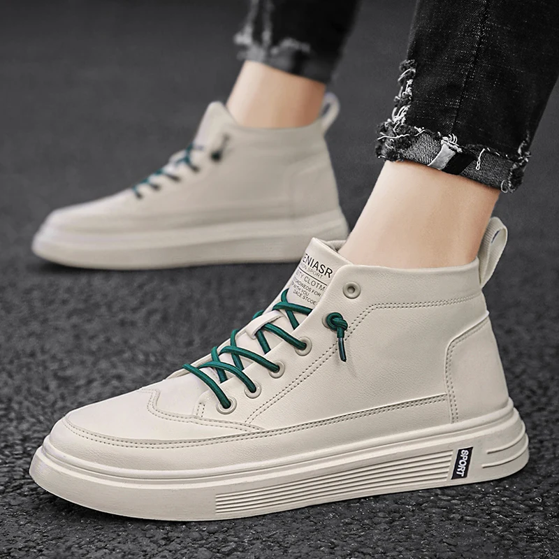 

PUPUDA White Sneakers Men Comfortable Walking Casual Shoes Men Boots New High Top Vulcanized Shoes Men Good Quality Sneakers