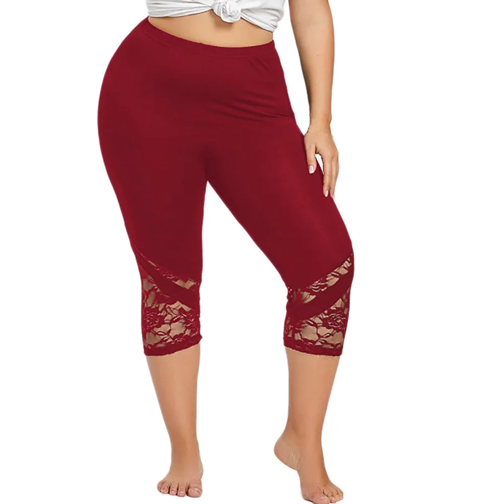 Летние модные быстрое 5XL укороченные брюки женские цветочные кружевные