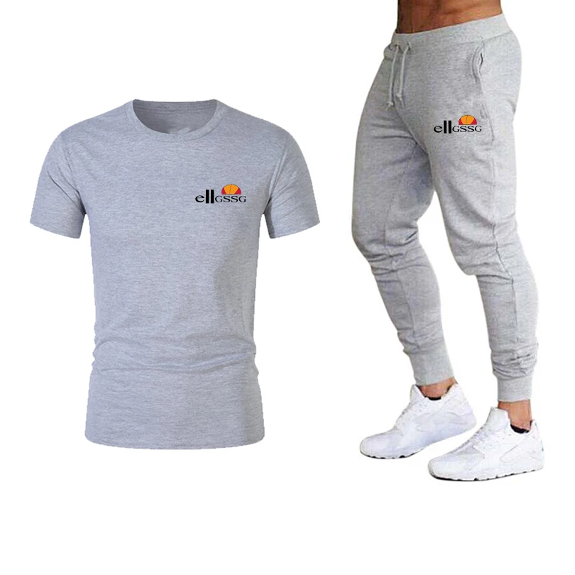 

2021 spring and summer men's T-shirt fitness T-shirt + trousers sweatpants hip hop pants basketball sweatpants