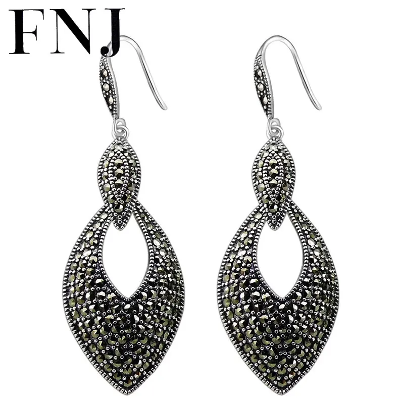 Женские серьги подвески из серебра 925 пробы с марказитом|Серьги-подвески| |