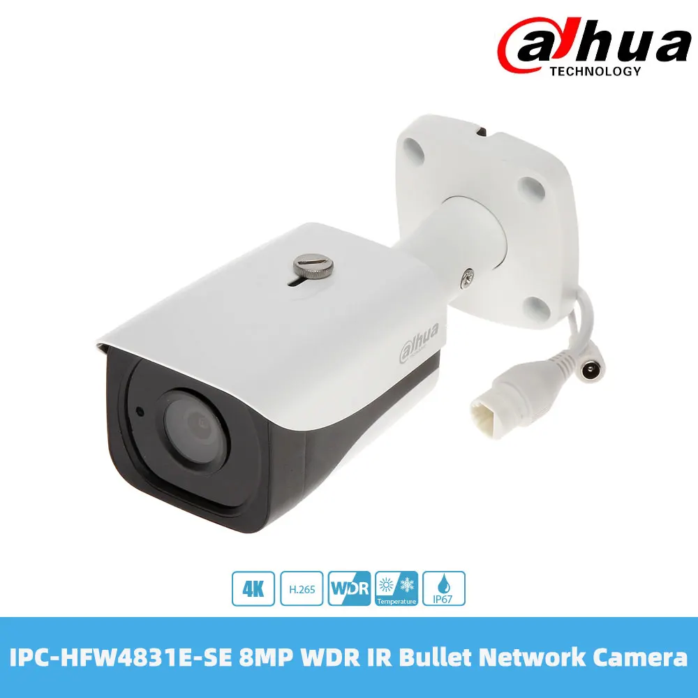 Dahua IPC-HFW4831E-SE 8MP WDR IR מיני Bullet רשת מצלמה IP67 PoE H.265 &amp;  H.264 כפול זרם קידוד 1080P 2.8mm עדשה קבועה