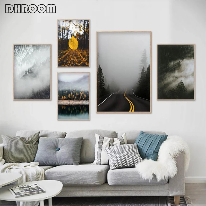 Картина на холсте в виде леса КАПЛЕВИДНАЯ Настенная картина стиле минимализма с