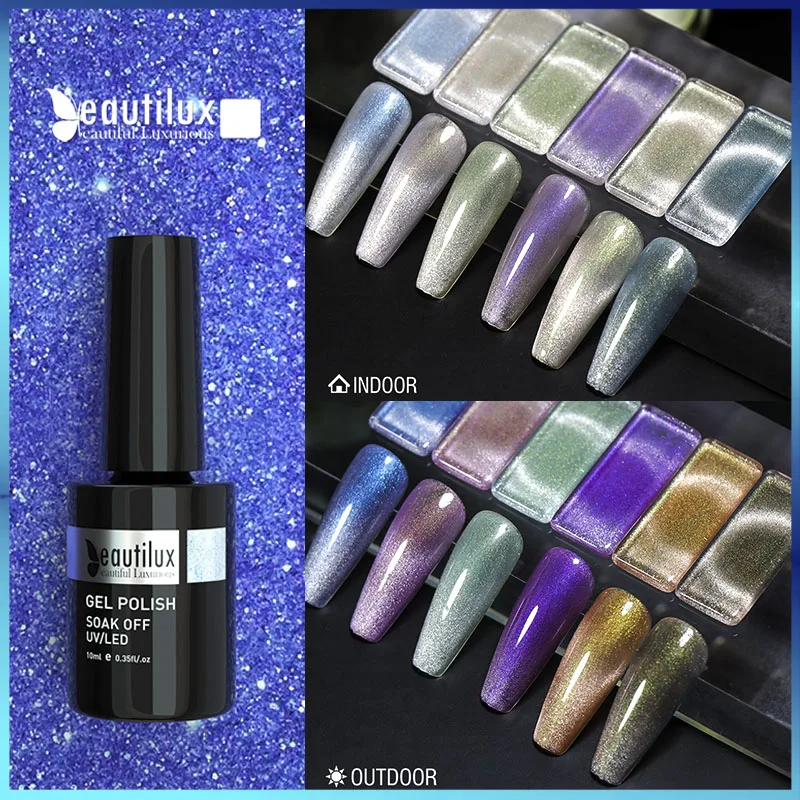 

Beautilux UV Sensitive Cat Eye Gel Polish Light Change Magnetic Nails Gel Varnish Semi Permanent Nails Art Manicure Lacquer 10ml