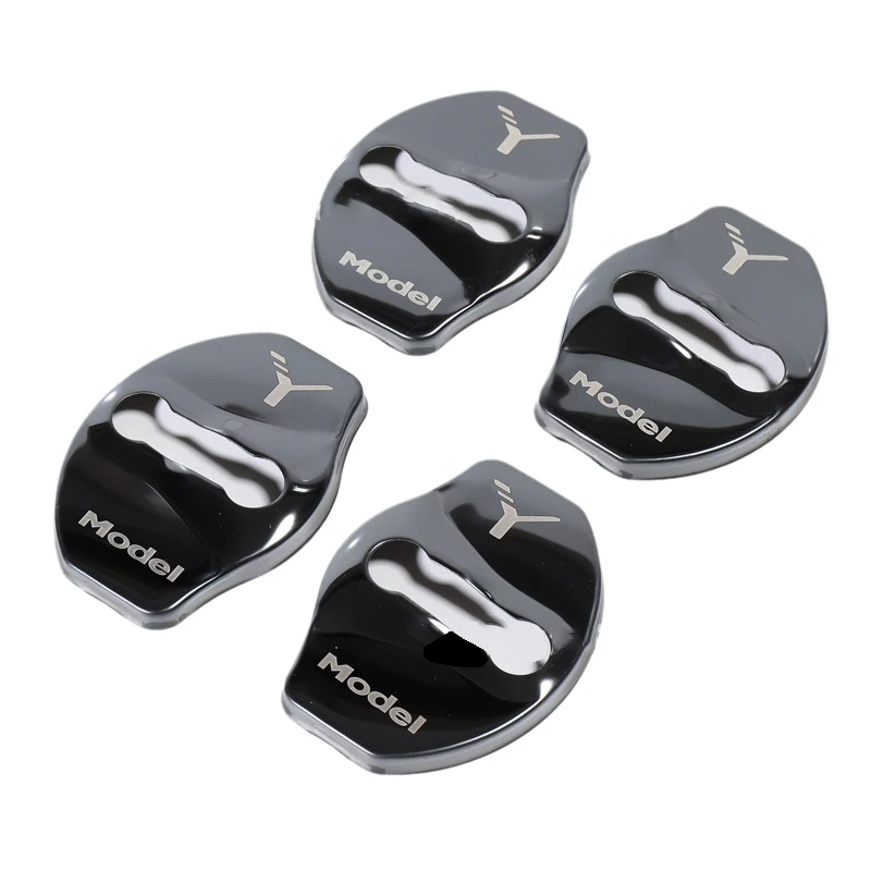 

4Pcs Car Door Lock Buckle Cover for Tesla Model Y Accessories Door Lock Sticker Automobile Decoration