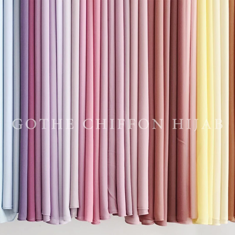 Женский однотонный пузырьковый шифоновый хиджаб головной платок готовый к