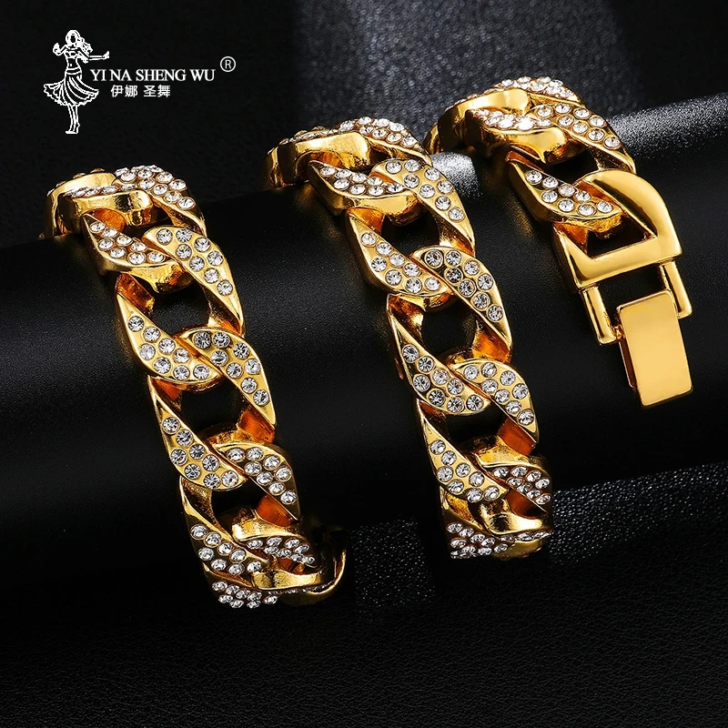 Ожерелье мужское с покрытием из серебра и золота со стразами 13 мм|Цепочки| |