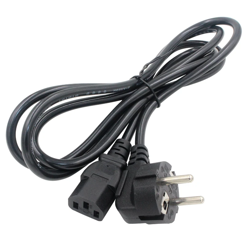 2-контактный круглый кабель питания IEC320 C13 в европейском стиле короткий Schuko CEE7/7 C14