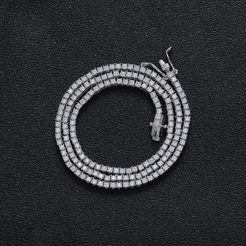 Цепь для тенниса 2 мм, ожерелье из латуни с фианитом BC210