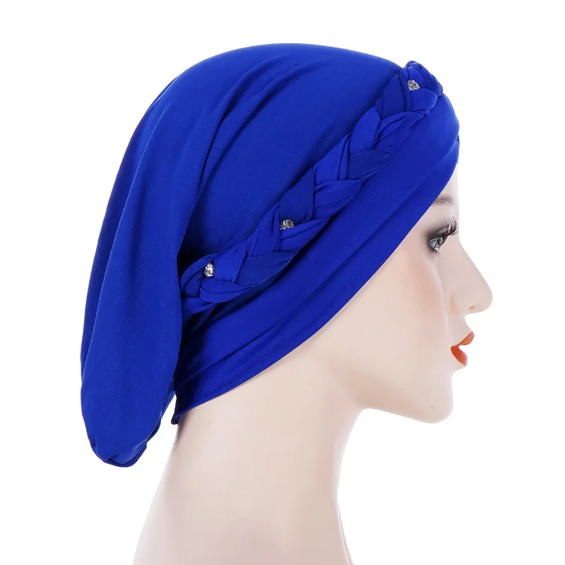 

Muslim Women Braid Cross Rhinestone Braid Turban Hat Headscarf Cancer Chemo Cap Hijab Bandanas Headwear Headwrap Accessories