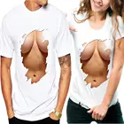 MISSKY для влюбленных мужская летняя футболка модные 3D грудные мышцы с принтом с круглым вырезом, с короткими рукавами, футболка для мальчиков в стиле Топы