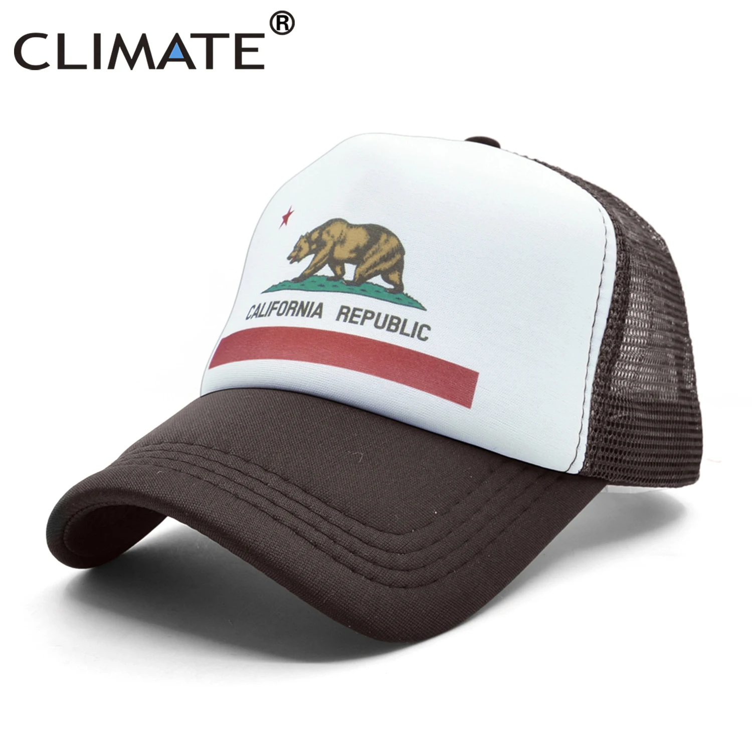 CLIMATE California, Кепка для водителя грузовика, мужская, медведь, флаг California, флаг, кепка s, женская, забавная, хип-хоп кепка, бейсбольная кепка, крутая, летняя, сетчатая Кепка
