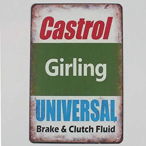 

Metal Tin Sign Castrol Universal Brake Clutch Fluid Bar Pub Home Vintage Retro Tin Sign 8x12 Inches