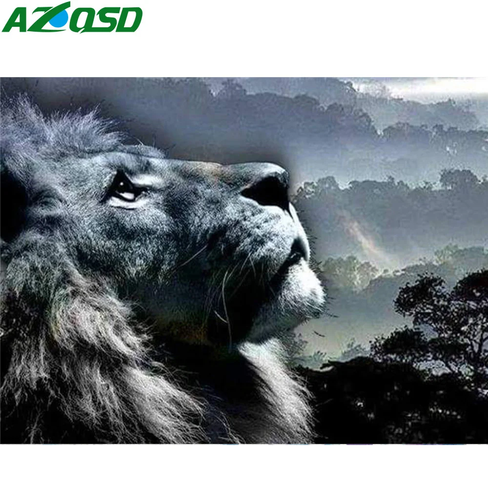 

AZQSD 5D DIY Алмазная картина льва Дерево Ремесленная поделка, алмазная вышивка животные мозаика полный набор рукоделие украшение дома