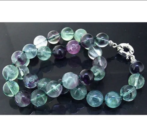 

Charm 8mm Round Natural Rainbow Fluorite Necklace 18"