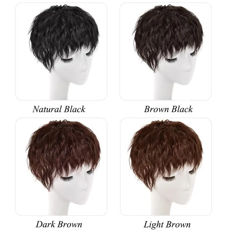 

JINKAILI Synthetic Curly Hair Wig With Bangs Black Brown Blonde Top Head Toupees To Cover The White Hair For Black Women
