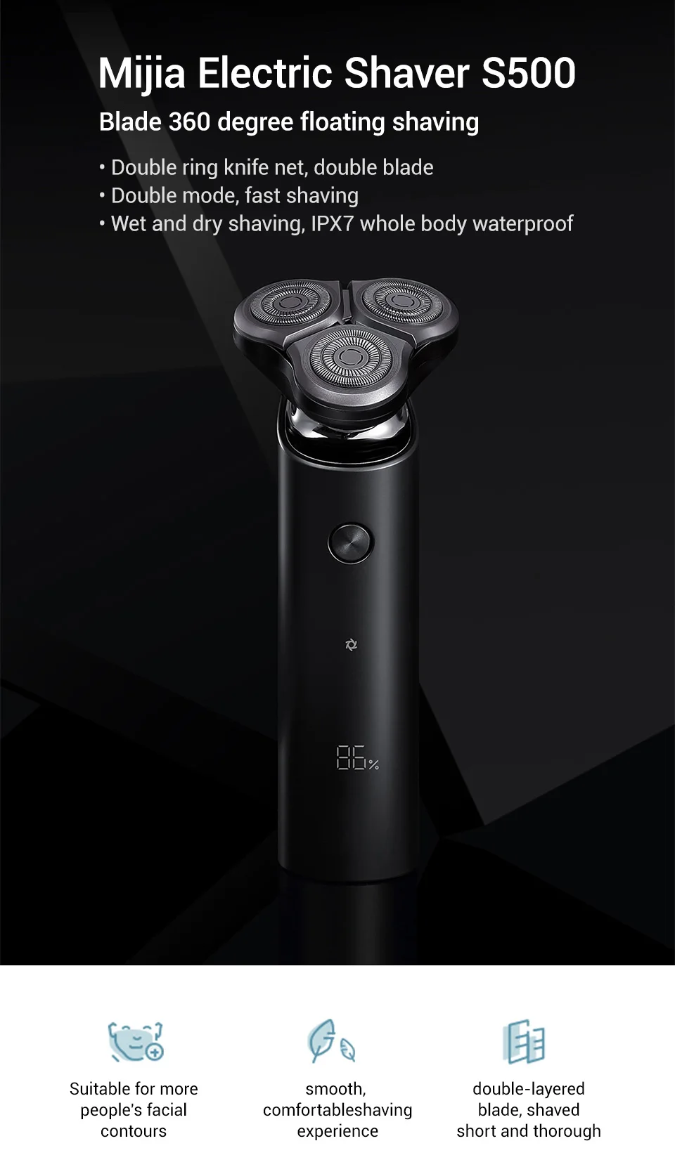 Xiaomi Mijia электробритва Для мужчин бритвы 3 голову Flex сухой мокрой моющиеся основной-Sub двойной лезвия Turbo+ режим удобные чистке