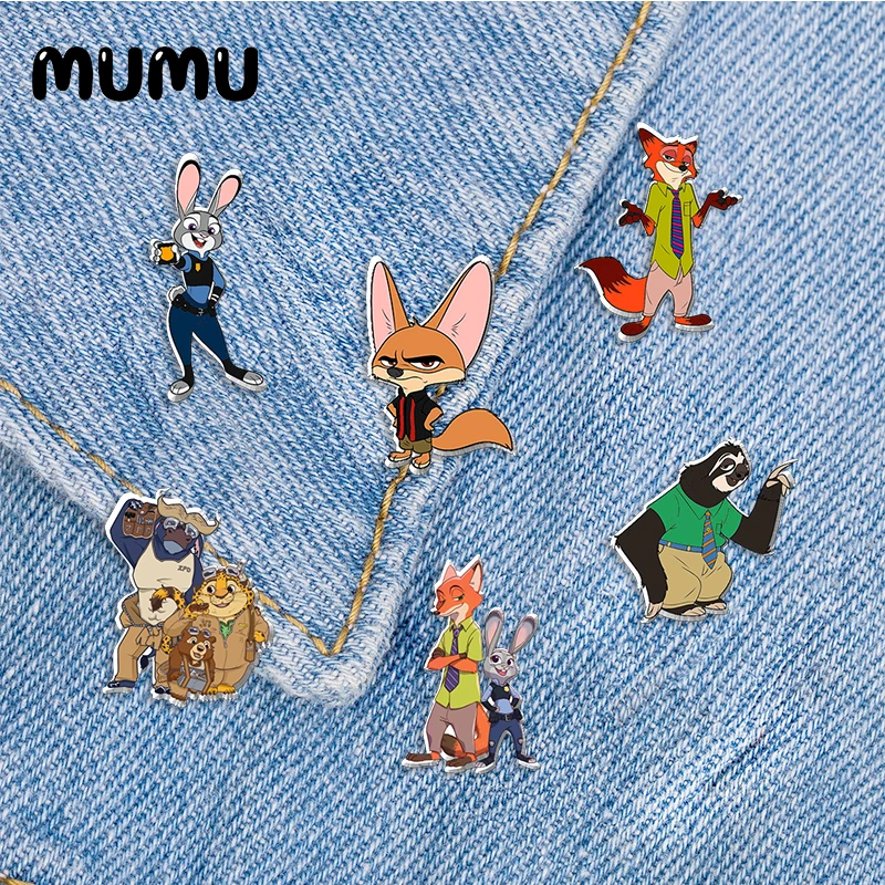 Новинка 2021 Акриловые Броши с изображением зоотопии значок на лацкан Ника и Джуди