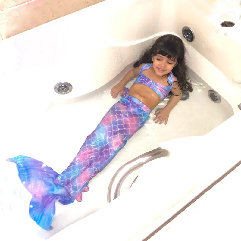 Детский купальник бикини с радужными хвостиками Русалочки костюм для девочек
