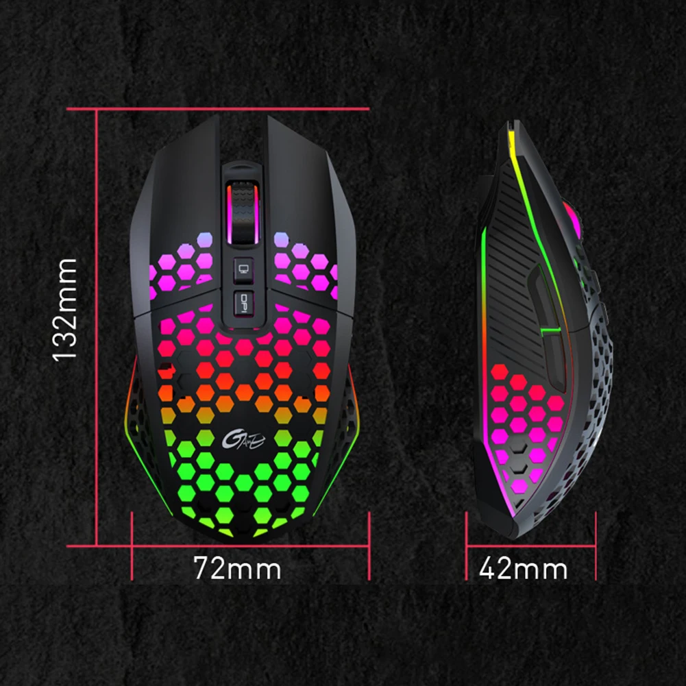 

Wireless Mice X801 8Buttons Wireless Gaming Mouse Honeycomb 3 Gears 1600 DPI Adjustable RGB Rechargeable Mice for Desktop Laptop