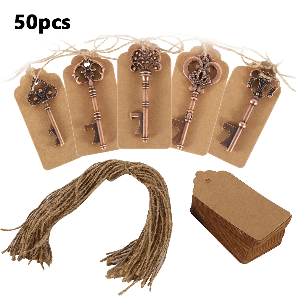 50pcs 50 шт./лот, 5 стилей, античный бронзовый металлический каркас, брелок для бутылок, деревенский свадебный сувенир, Декор, подарок, вечерние подарки - Цвет: 50pcs