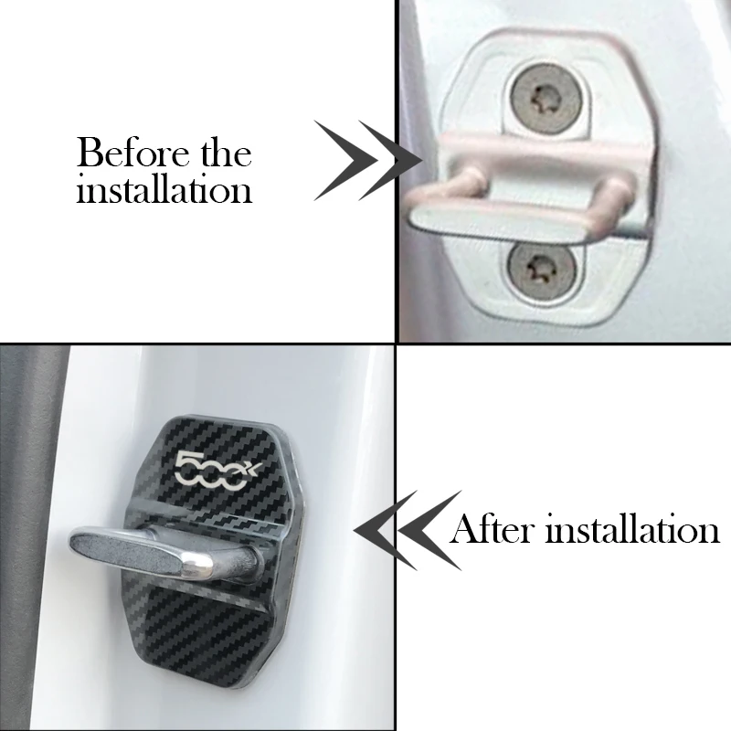 4 шт. защитный чехол из углеродного волокна для автомобильного замка двери fiat 500X